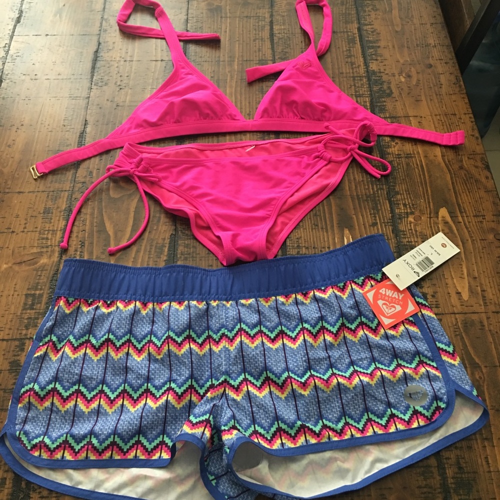 EUC Roxy bikini and board shorts